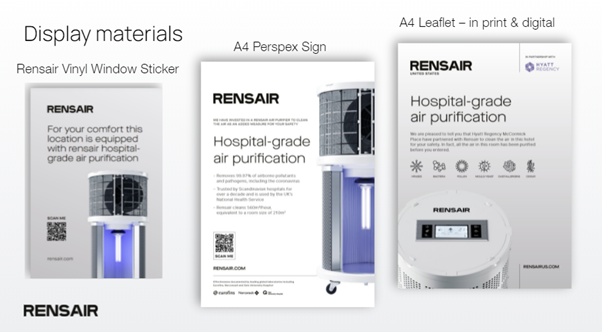 Brochures et affichages Rensair purification de l'air